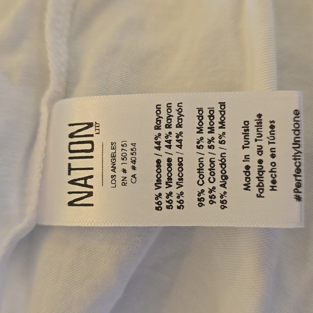Nation LTD, White Short Sleeve Satiny T-Shirt, EUC, Women's M - Picture 13 of 13